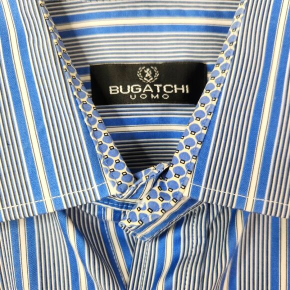 Bugatchi Uomo Mens Long Sleeve Vertical Striped Button Down Shirt Size XXL - Picture 4 of 8